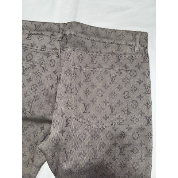 Louis Vuitton DL0 Monogram Slim Jeans All Over Logo Grey Denim Classic Pants 34 - Picture 10 of 15